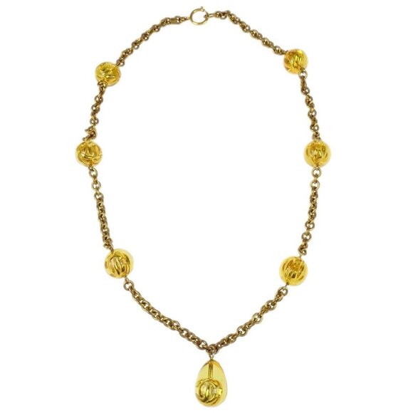Chanel Teardrop Gold Chain Pendant Necklace 25 144472 - Picture 1 of 8